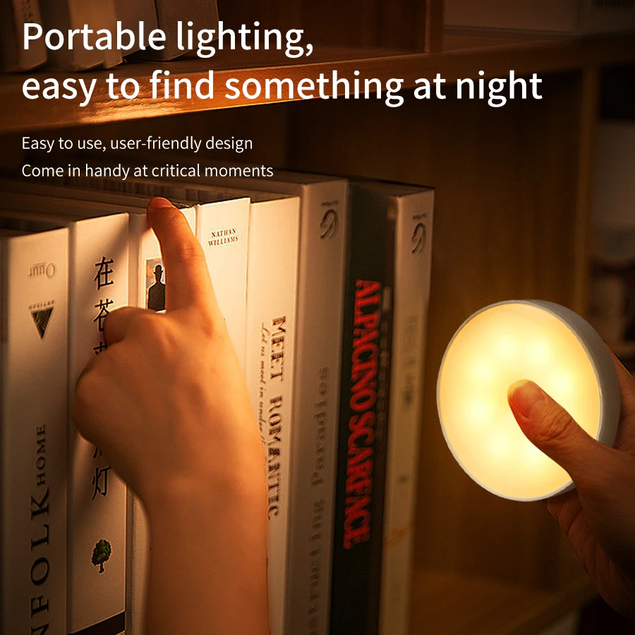 Luz Nocturna LED con Sensor de movimiento para niños, lámpara recargable por USB para decoración de pared, dormitorio, cocina, armario y armario