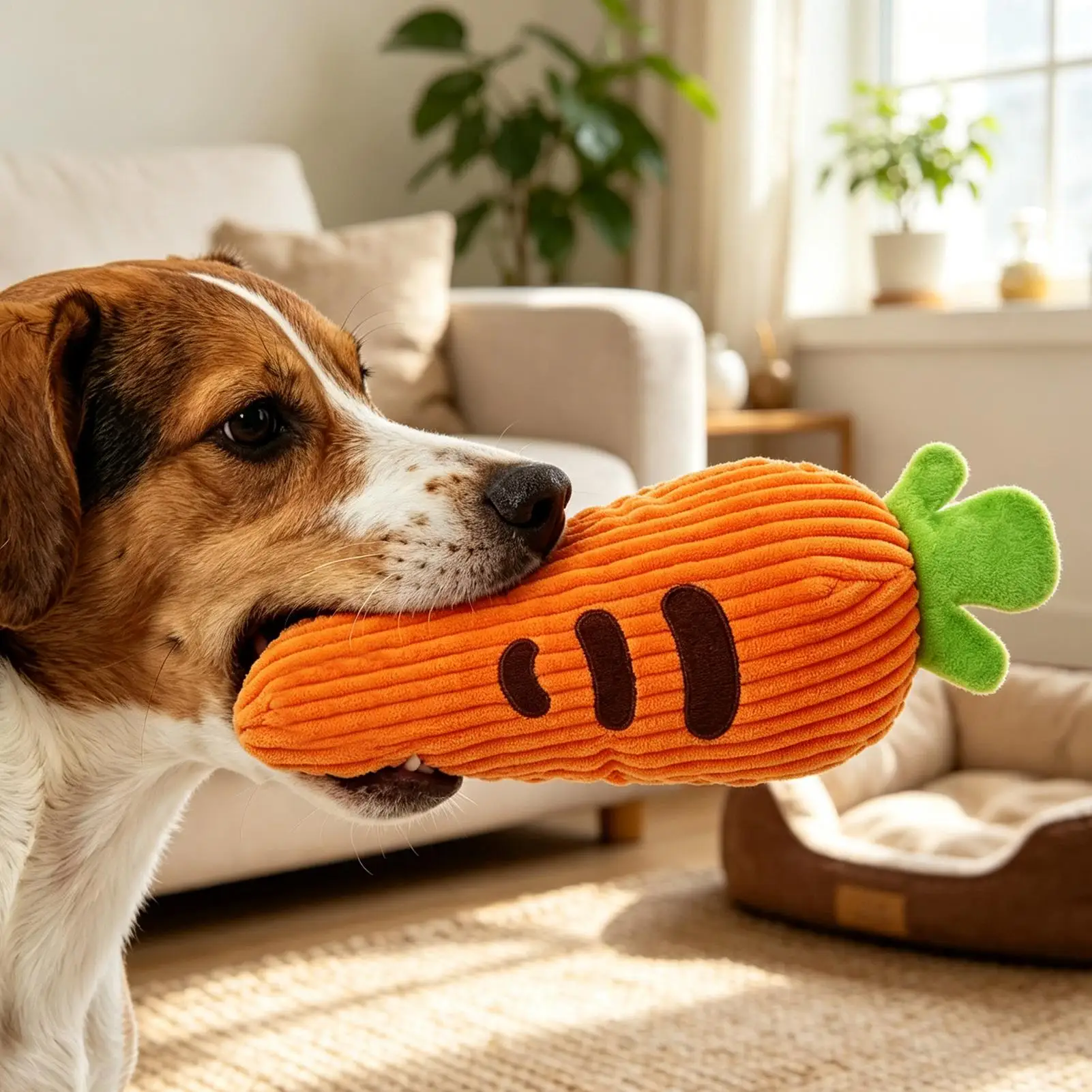 Dog Toys Puppy Squeaker Squeaky Carrot Cactus Dog Toy - Fun Chew Toy for Pets Molar Training Accessory for Canine Playtime