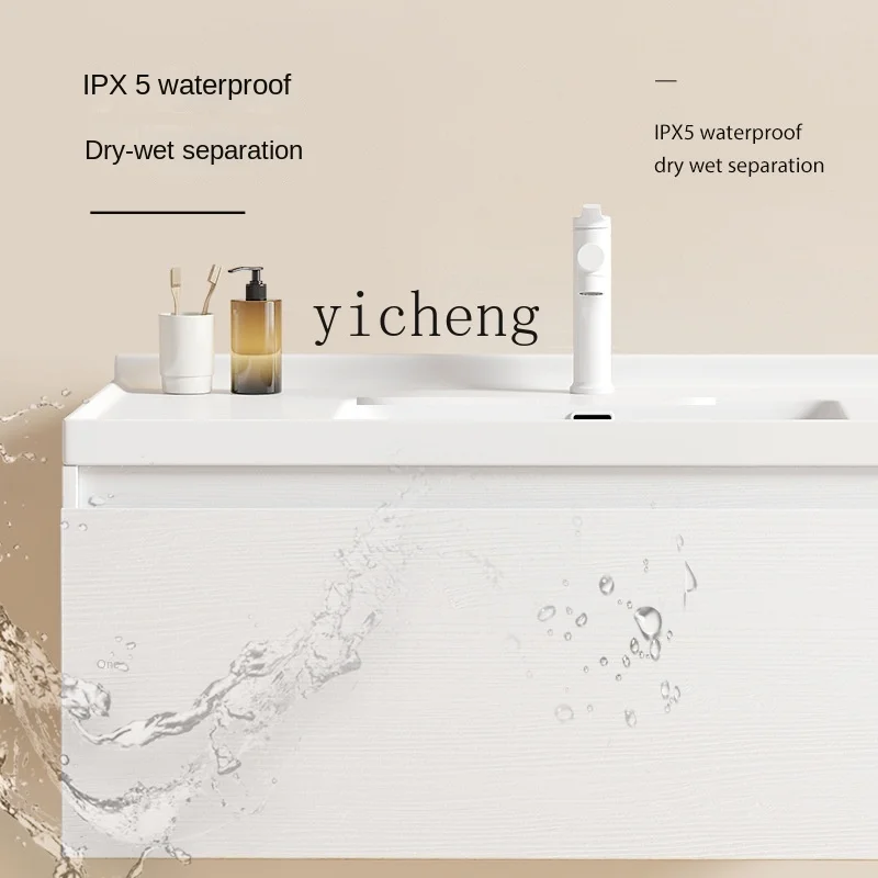 Xl Solid Wood Bathroom Cabinet Combination Stone Plate Ceramic Whole Washbin Wall-Mounted Bathroom Cabinet Wash Basin