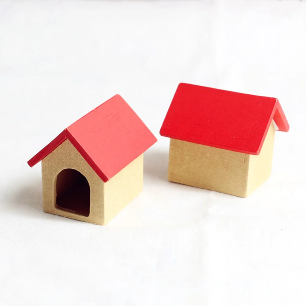 Mini Wooden Kennel House Toy Ornament Miniature Furniture Miniatures Decor Model