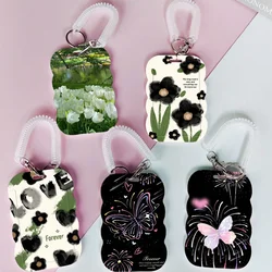 1pc Ins Wind Creative Cartoon Students Campus Wave Card Sleeve with Telescopic Spring Rope for Meal Card Bus Work Card Sleeve