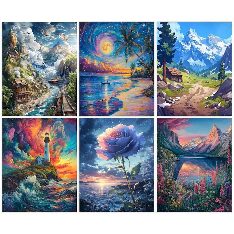

GATYZTORY Paint By Numbers For Adults Scenery Pictures Of Numbers On Canvas Zero Basis Paint For Painting Home Decoration