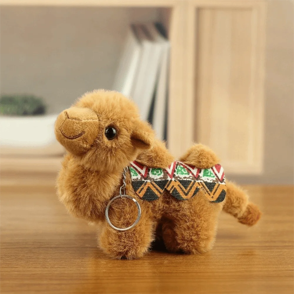Gifts Camel Keychain Soft Stuffed Patterned Saddle Camel Bag Charm Cute Style Desert Camel Key Ring Backpack Decoration