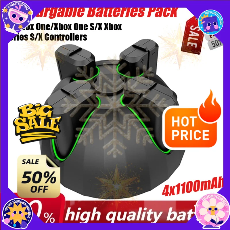 4x1100mAh Rechargable Batteries Pack for Xbox One/Xbox One S/X Xbox Series S/X Controllers