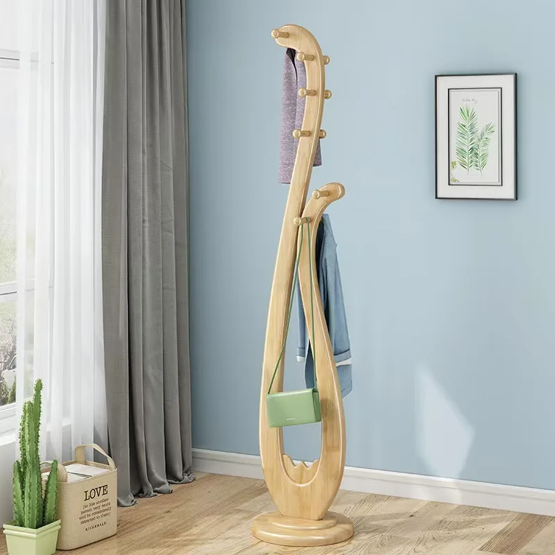 Solid wood coat rack floor-to-ceiling modern Chinese home hanger bedroom simple living room light luxury