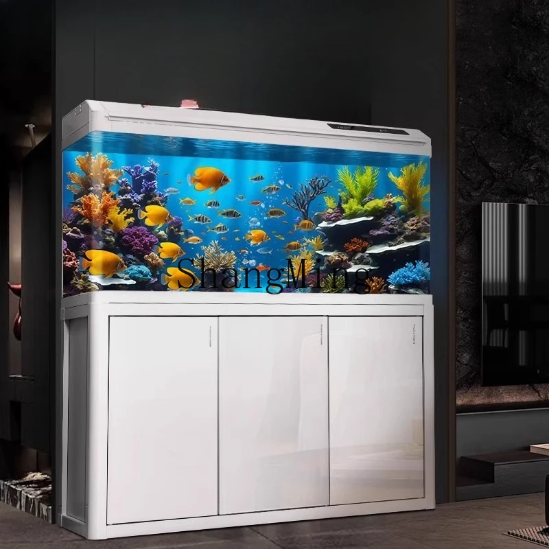 

LXY fish tank large, medium and small living room household glass ecological aquarium with bottom cabinet