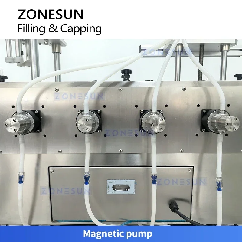 Zonesun Bottle Filling and Capping Machine ZS-DTFC4T Magnetic Pump Filling Machine 4 Wheel Screw Capper