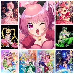 Japanese Girl Anime DIY Diamond Painting Momomiya Ichigo Diamond Embroidery Cross Stitch Tokyo Mew Mew Pictures Home Decoration