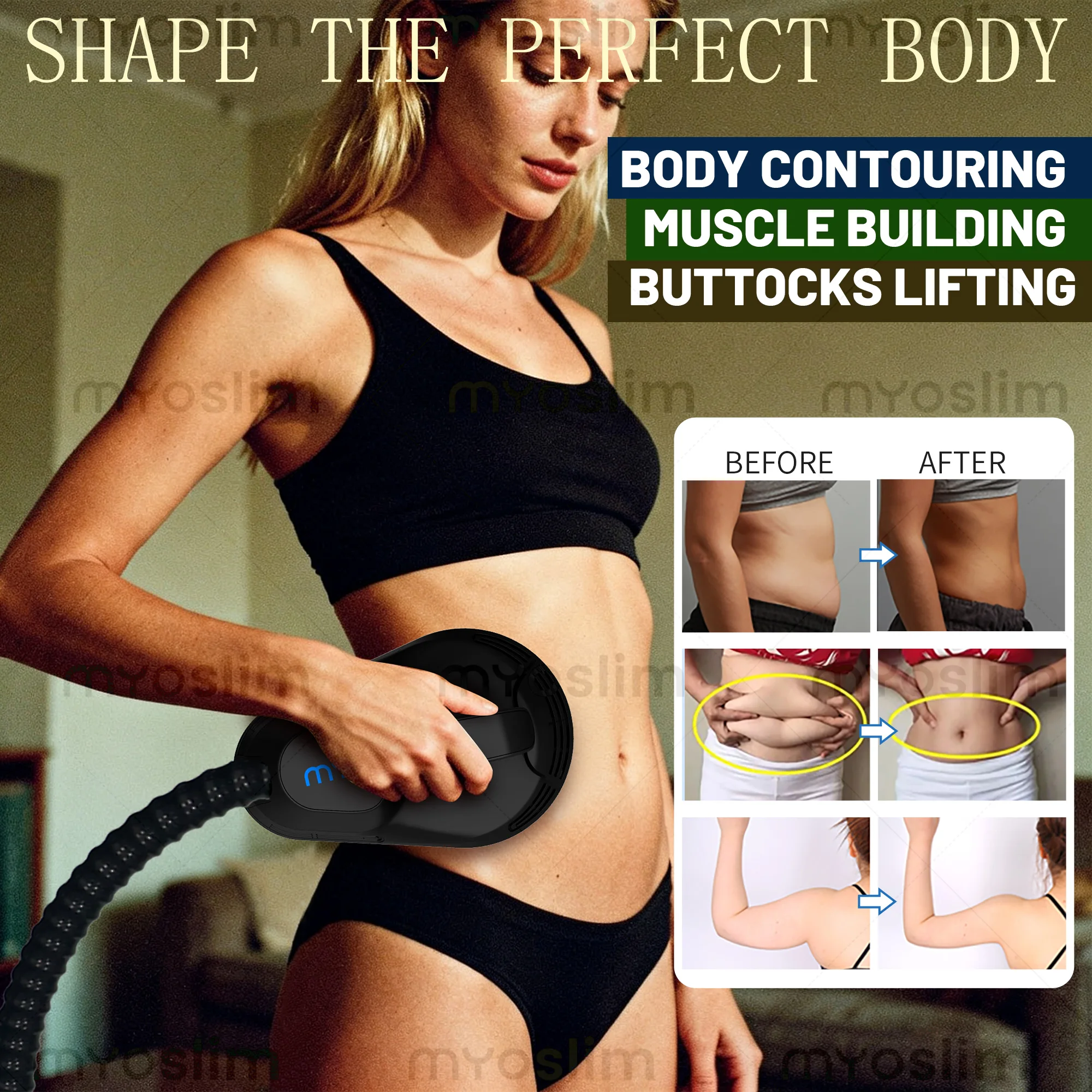 EMS Body Sculpting Machine Fat Reduction Burn Fat and Build Muscle MYOSLIM RF Technology 6500W Power 15T 200HZ