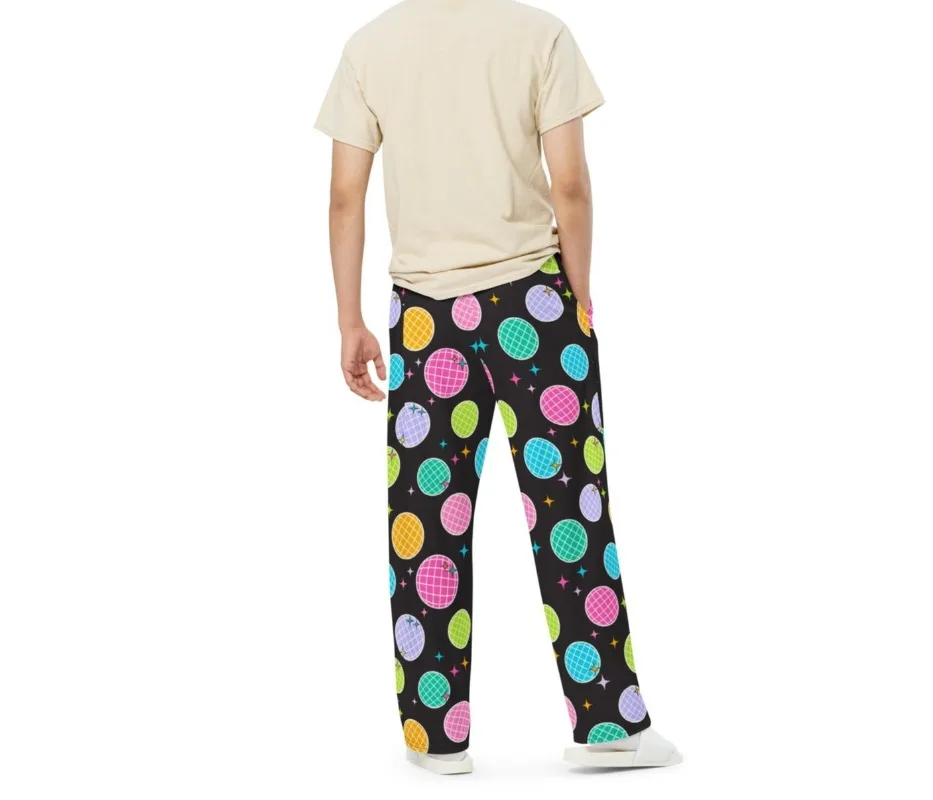 Fashionable and Popular Retro Disco Star Wide Leg Pants in Macaron Color, Party Style, Children's and Adult Couple Casual Pants