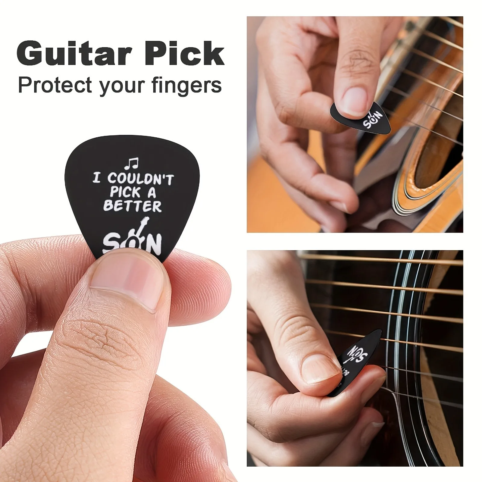 6 Pcs Original Sound Guitar Picks, Double-Sided Printed Ukulele Guitar Finger Shrapnel, Keychain Holster, Gift For Music Lovers