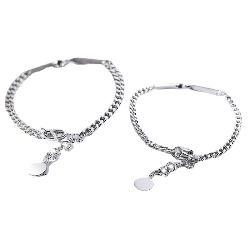 Sterling Silver Color Mobius Charm Bracelets for Lovers Couple Hand Chain Link Original Fashion Jewelry S116