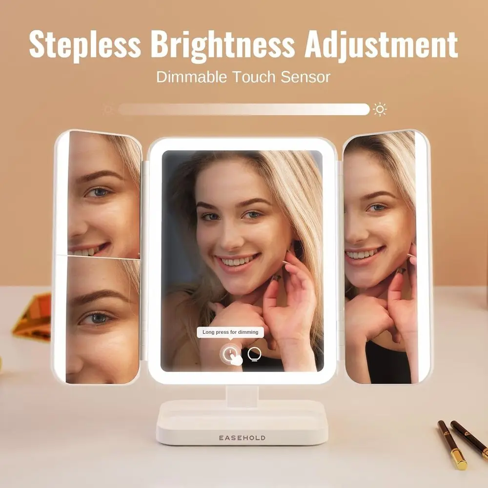 مرآة زينة مضيئة مع 116 مصباح LED، وإضاءة ثلاثية الألوان، وتكبير 1X-3X، وسطوع وزاوية قابلة للتعديل #6