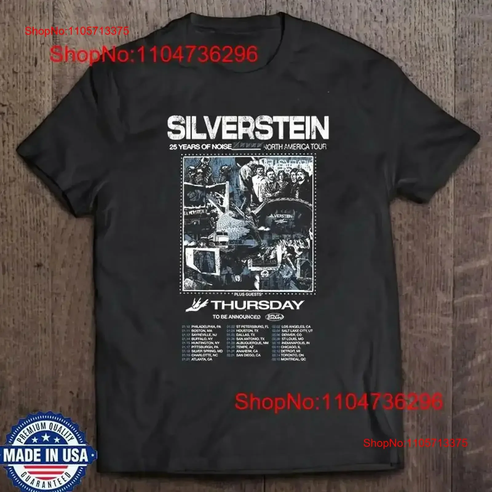 Silverstein Band On Tour 2025 Thursday T Shirt Full Size S 5XL SS392 vintage Washed designer clothes Stylish graphic fashion