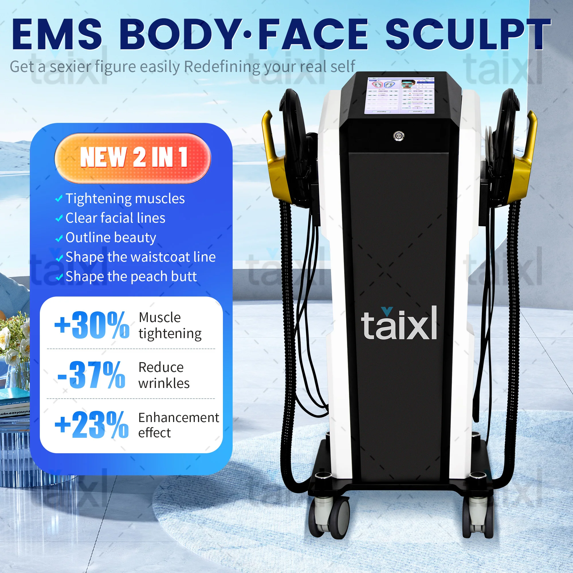 آلة نحت الجسم MYO Slim MES يحرق الدهون لزيادة العضلات لشد البشرة وشد الوجه وتشكيل جهاز التخسيس وفقدان الوزن