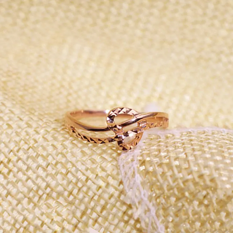 585 Purple Gold Plated 14K Rose Gold Exquisite Geometric Rings For Women Simple Charm Party Jewelry For Girlfriend Gifts