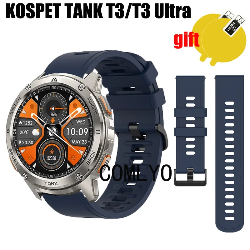 Gelang KOSPET TANK T3/T3, tali Ultra silikon lembut untuk pria dan wanita, lapisan pelindung layar Gelang