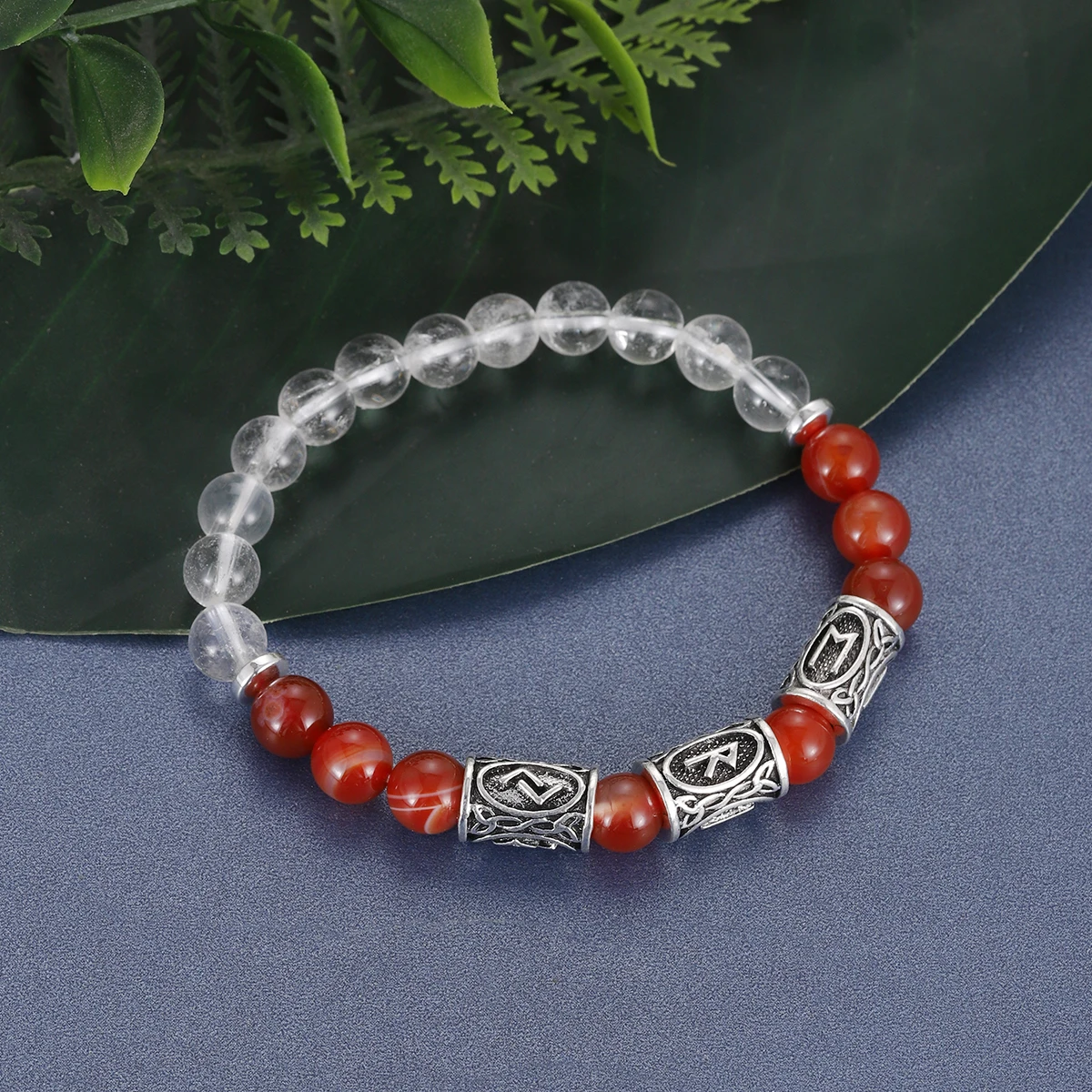 Norse Runes Beads Natural Stone Bracelet Men Vikings Accessories Handmade Classic Agate Obsidian Charm Bangles Hombre Jewelry
