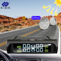 E-ACE Smart Solar Power TPMS Car Tire Auto Pressure Alarm Monitor System  Security Alarm Systems Tyre Pressure SUV Small Car