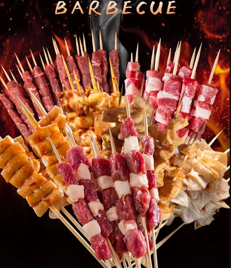 أسياخ لحم الضأن 2000 قطعة/ساعة أوتوماتيكية من الفولاذ المقاوم للصدأ ماكينة ثقب اللحوم