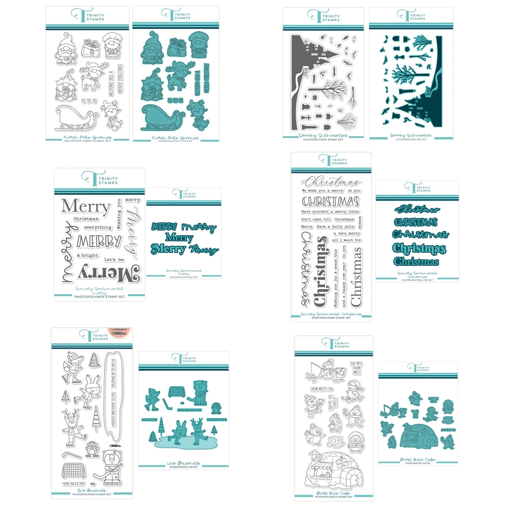 

New 2023 Sentimental Merry Christmas Gnomes Halloween Cutting Dies Clear Stamps Scrapbooking For Paper Making Frame Card