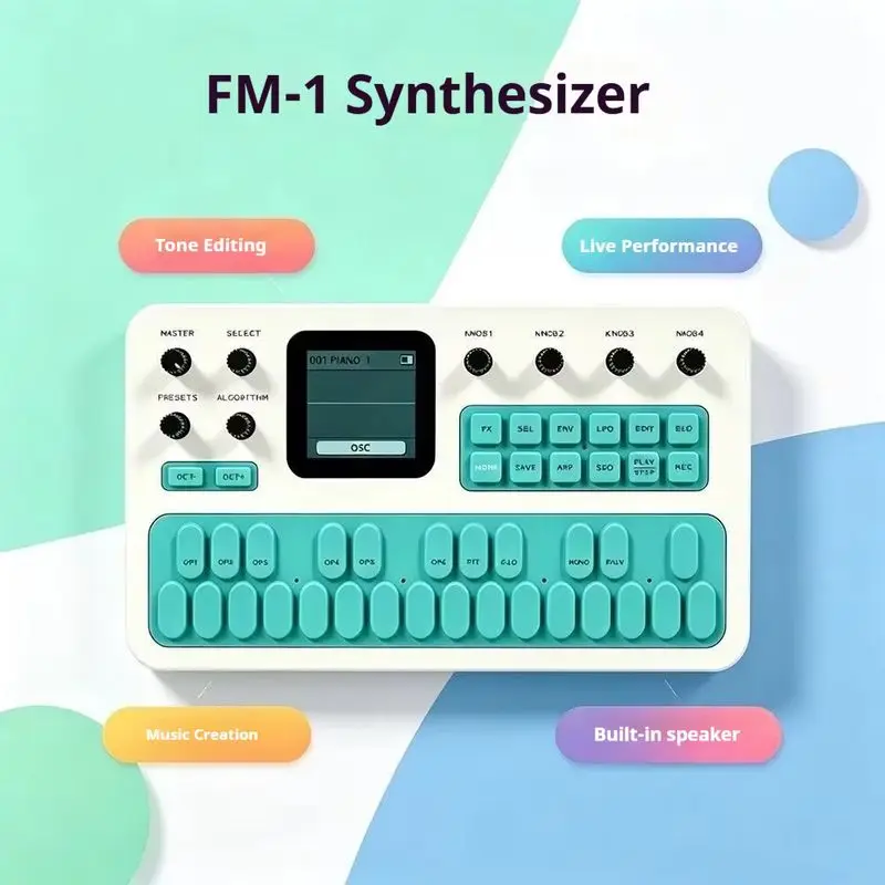 Nouveau synthétiseur FM portable de poche M-Vave Fm1, clavier en silicone, pédale d'effets, 32 algorithmes, 128 presets, haut-parleur intégré