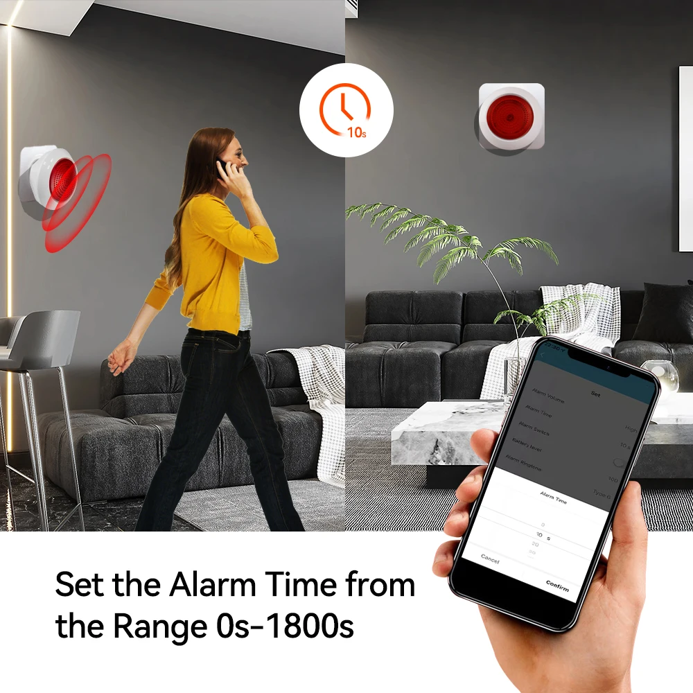 Meian Wireless Sound Flash Alarm Siren Tuya Zigbee 110V 220V Sirena Alarma 100dB Alarme System Security SmartLife Control