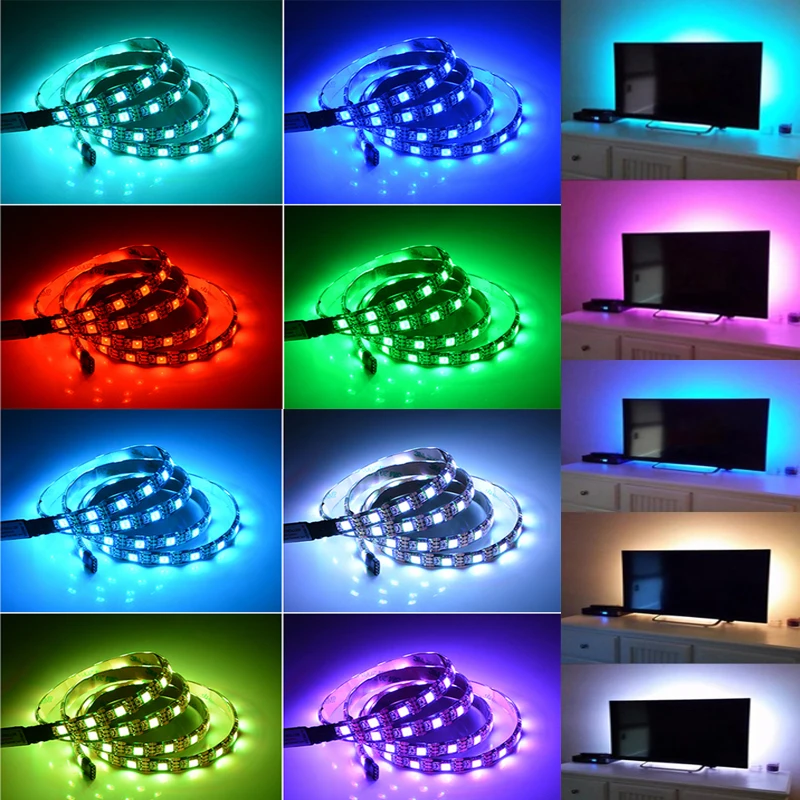 5050 RGB خلفية الغلاف الجوي شرائط ضوء اللون بلوتوث 5 فولت ضوء مجموعة التلفزيون السرير بار مصباح لتهيئة الجو إضاءة للتزيين #6