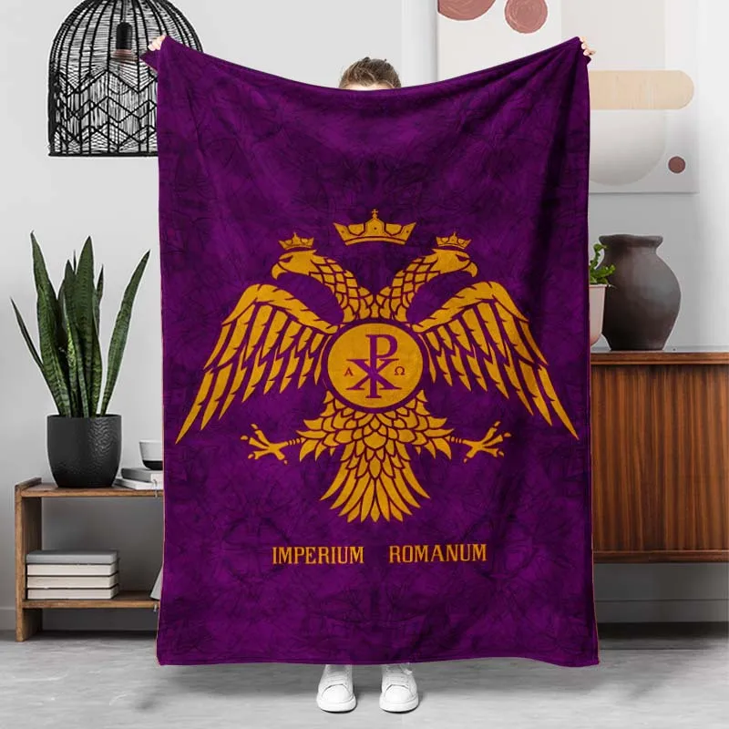 Byzantine Double‑Headed Eagle Imperium Romanum Print Flannel Blanket Soft Lightweight Throw Blanket For Sofa Bed Bedroom