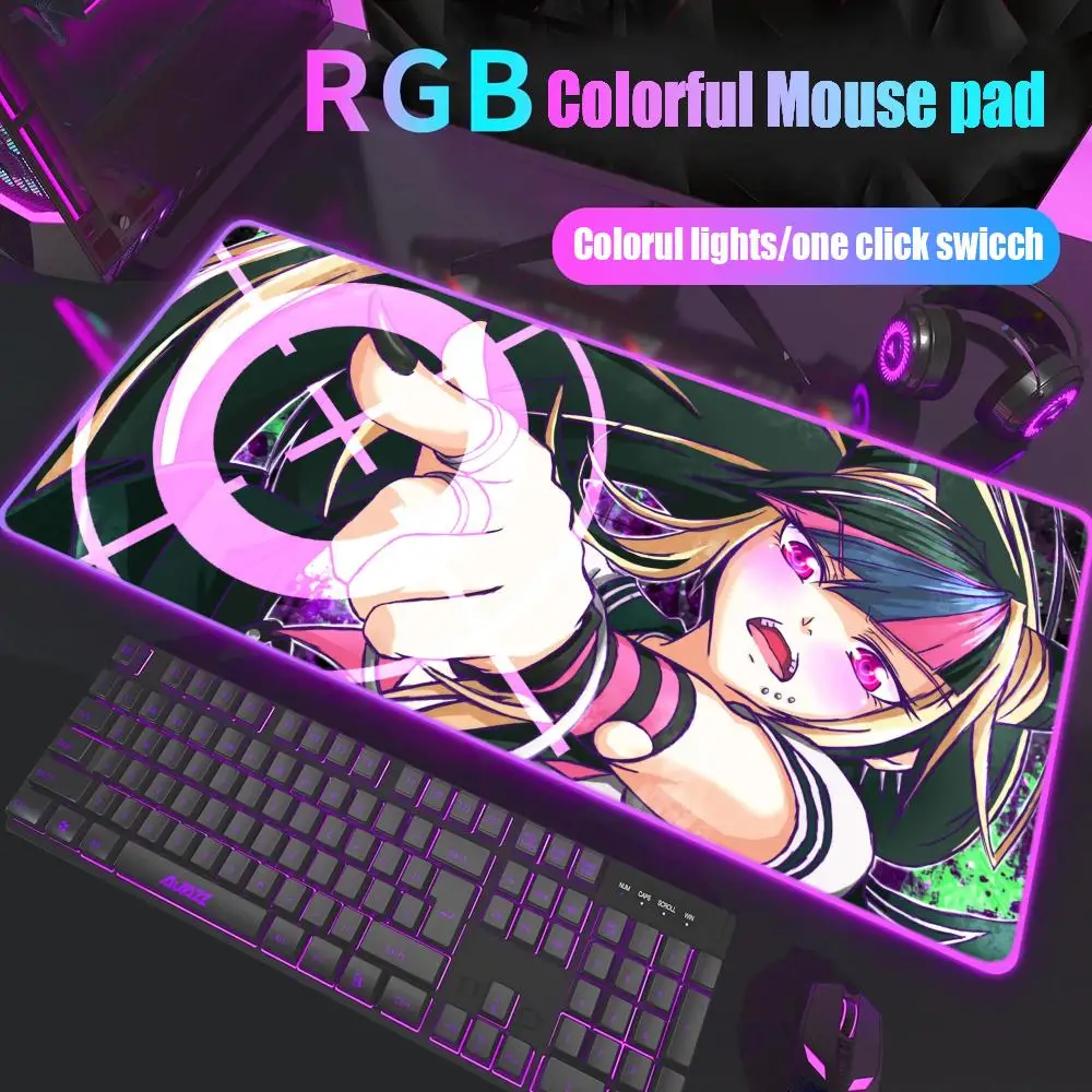 

Anime danganronpa Mouse Pad Gamer Rgb Desk Mat Back Light Led Mousepad Setup Gaming Accessories Deskmat Big Mousepad Backlight
