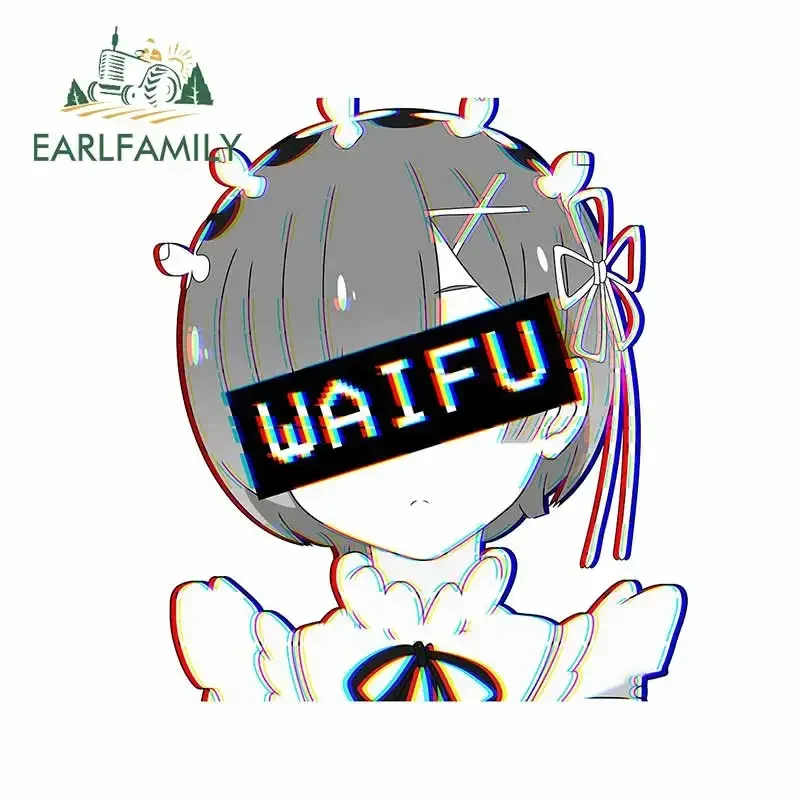 EARLFAMILY 13cm x 11.3cm for Anime Waifu Motorcycle Car Decal Bumper Window Cartoon Peek Stickers 3D Funny Laptop Car Stickers