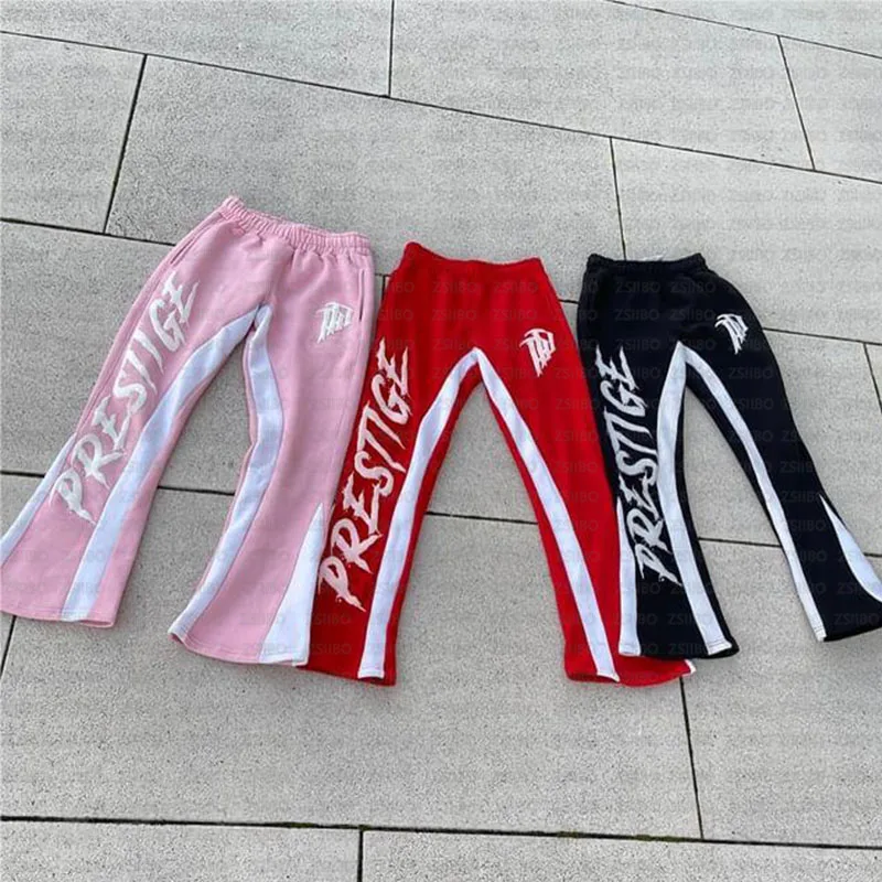 Sweatpants Y2K Men Women's long pants street fashion patchwork color blocking letter printed straight leg pants Trousers Kpop