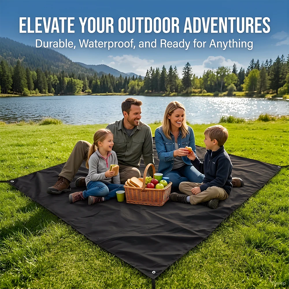 Outdoor Waterproof Tarp, Multi-Use Sun Canopy, Sand-Proof Beach Mat, Heavy-Duty Patio Furniture Cover for Outdoor Adventures