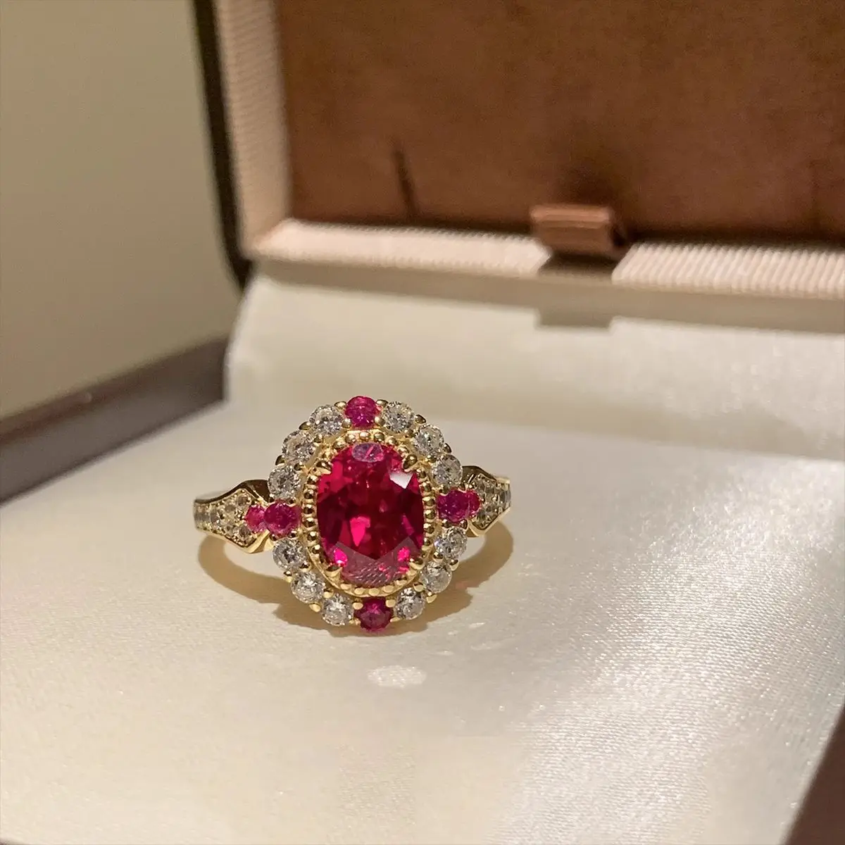S925 Sterling Silver Ring And Necklace Set Light Luxury Style Pigeon Egg Rose Red Gem Pendant Elegant Jewelry Gift For Women