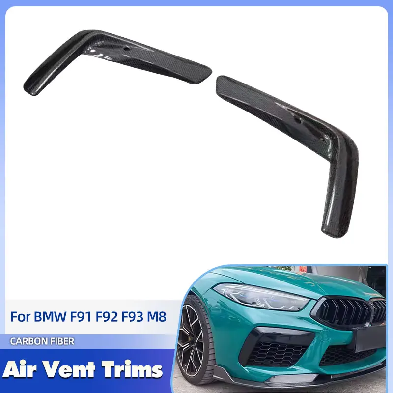

Накладки на воздухозаборники переднего бампера из карбона для BMW F91 F92 F93 M8 2019-2026, гоночные передние канарды, аэродинамические элементы кузова