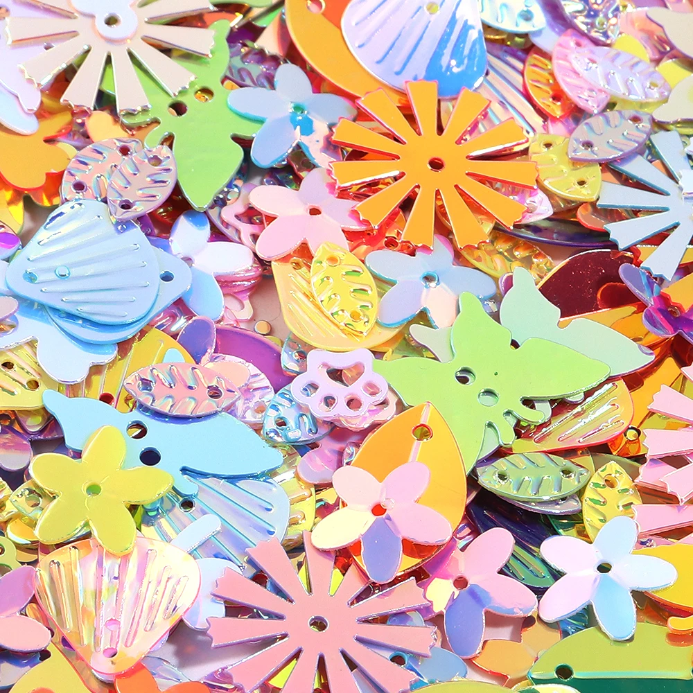 20g Bunte Glänzende Pailletten Blumen Schmetterling Muschel Flache PVC-Pailletten für DIY-Bastelarbeiten Schmuck Dekoration Kleidung Nähzubehör – Detail 6