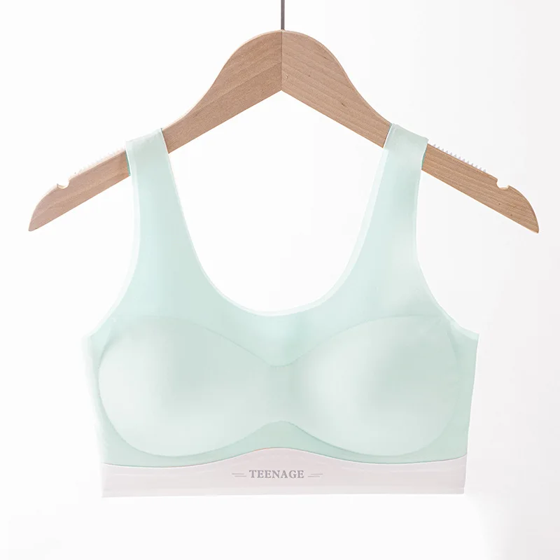 1-3PCS Girls' Puberty Sports Underwear For Primary  Middle School Students  Comfortable Seamless Bra With Beautiful Back Design view 5