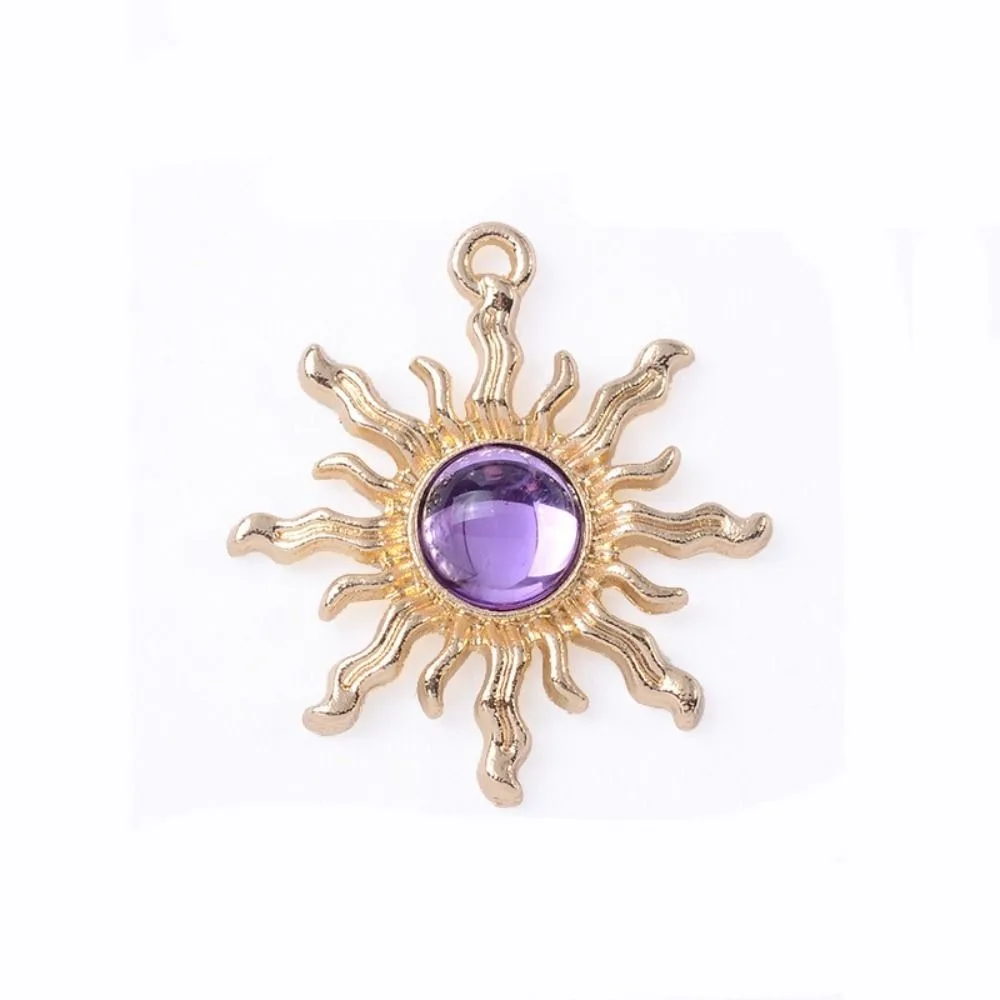 10pcs Baroque Style Gemstone Sun Charms DIY Craft Sparkling Jewelry Accessories Shiny Charming Gemstone Pendant Jewelry Making