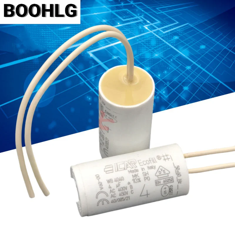 

1 шт. ICAR WB4040 4 мкФ 450 В переменного тока пусковой конденсатор управления двигателем 400 В переменного тока