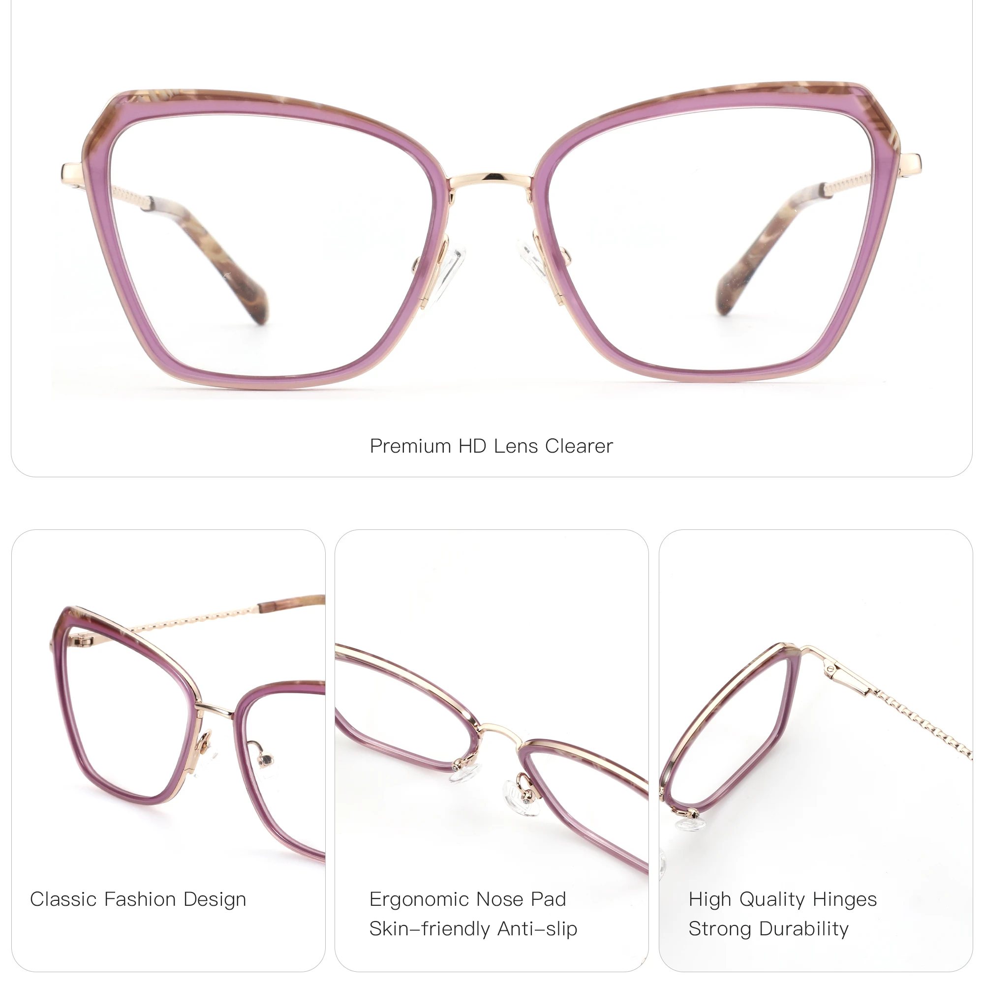 BLUEMOKY M Size Acetate&Metal Butterfly Graduated Photochromic Multifocal Glasses Myopia/Hyperopia Lenses Woman - Image 6