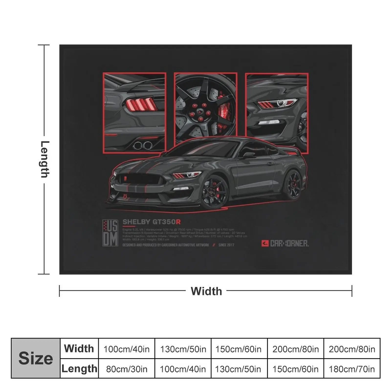 Shelby GT350R - USDM - CarCorner Throw Blanket Loose Beach Blankets