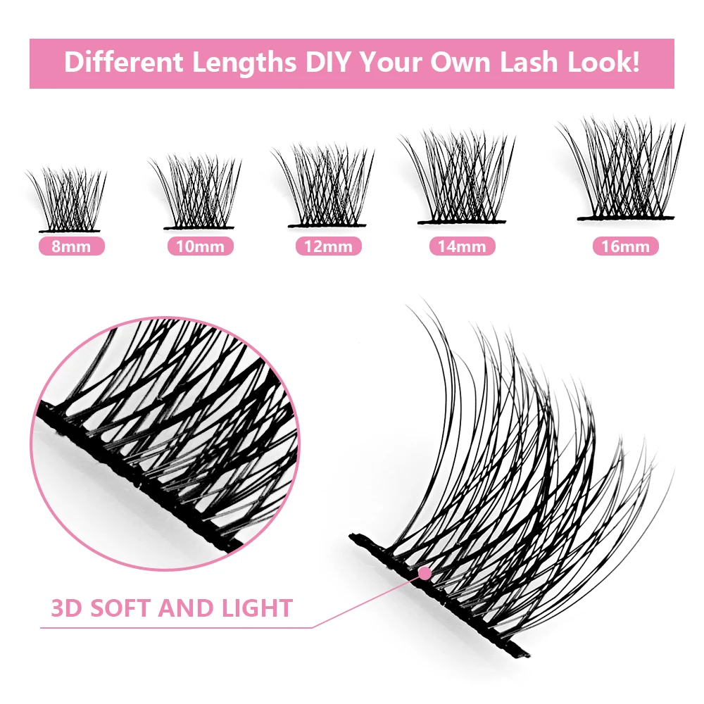 Jomay 3rows clustered eyelashes natural bundle c curled segmented mink clustered eyelash hair head