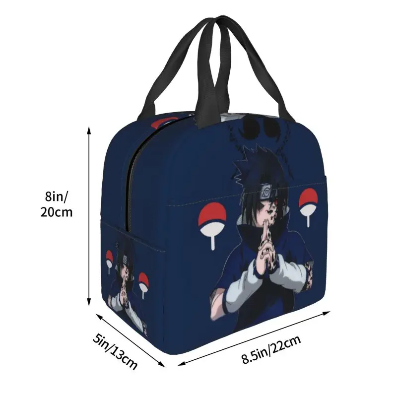 Aangepaste Uchiha Sasuke lunchtas dames koeler warme geïsoleerde lunchbox voor kinderen school
