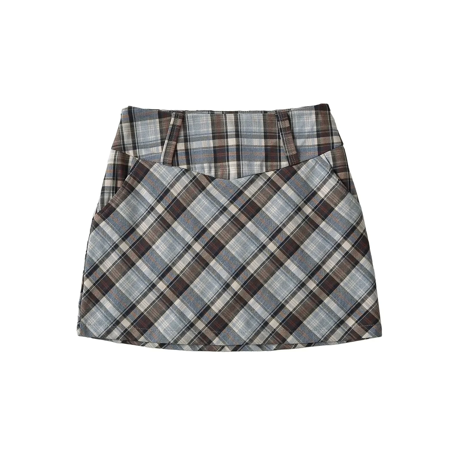 

Лоскутная юбка с высокой талией, сексуальная цветная блузка в стиле ретро, утягивающая юбка с запахом, антиэкспозиционная юбка для студентов