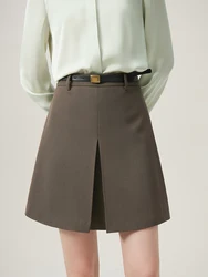 FSLE Simple Style High Waist Commuter Suit Short Skirt for Women Spring New Casual A-line Skirt Delivery Belt 24FS11077