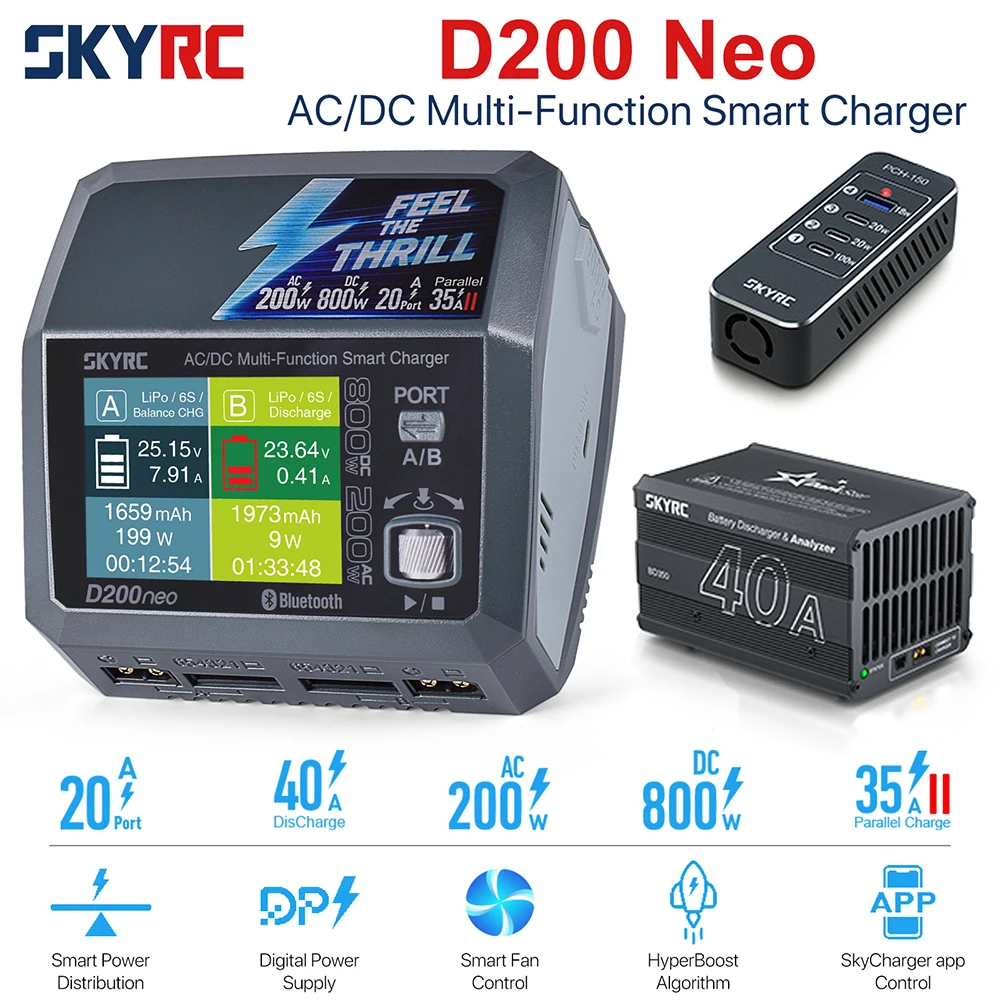 SkyRC D200neo Smart Charger BD350 caricabatteria Tester analizzatore AC/DC alimentatore per RC 1-6S caricabatteria LiPo NiMH