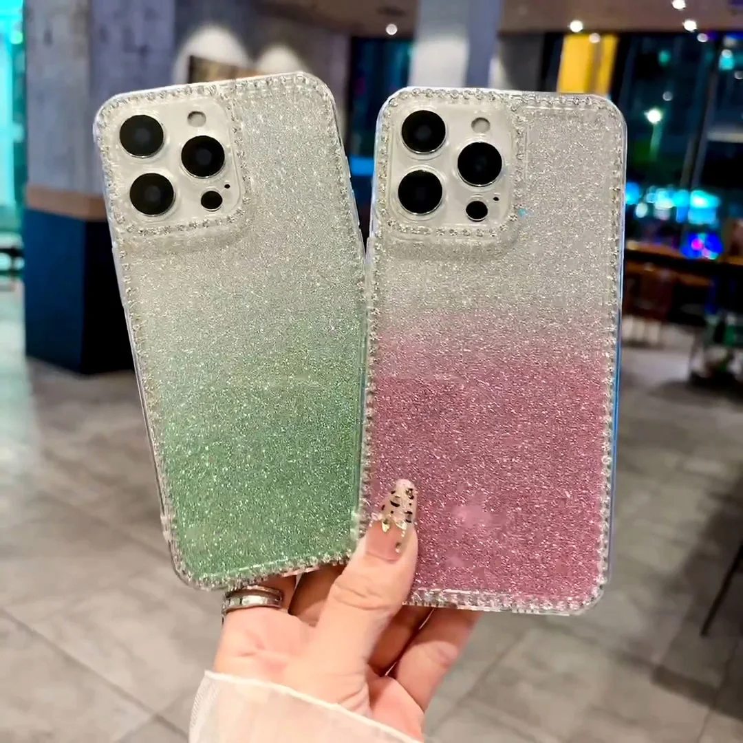 Linsenschutz Glitzer Bling Handyhülle für iPhone 16 15 14 Plus 13 12 11 Pro Max 16e Anti Shock Mädchen süße Rückseite