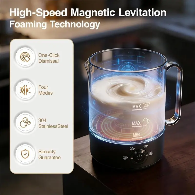 A66T-4-In-1 Electric Milk Steamer Electric Milk Frother Hot And Cold Foam Non-Stick Interior EU Plug