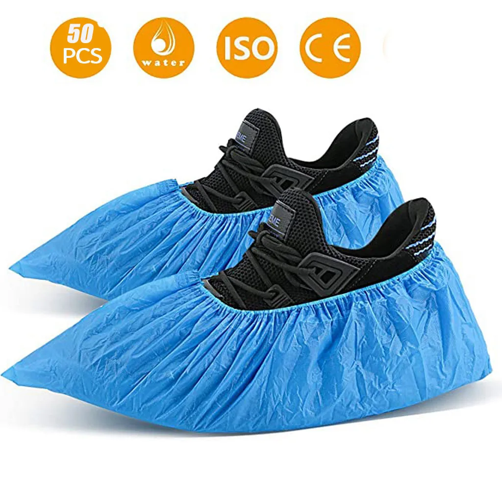 Copriscarpe impermeabili portatili da 50 pezzi copriscarpe usa e getta in plastica antiscivolo copriscarpe antipioggia copriscarpe antifango