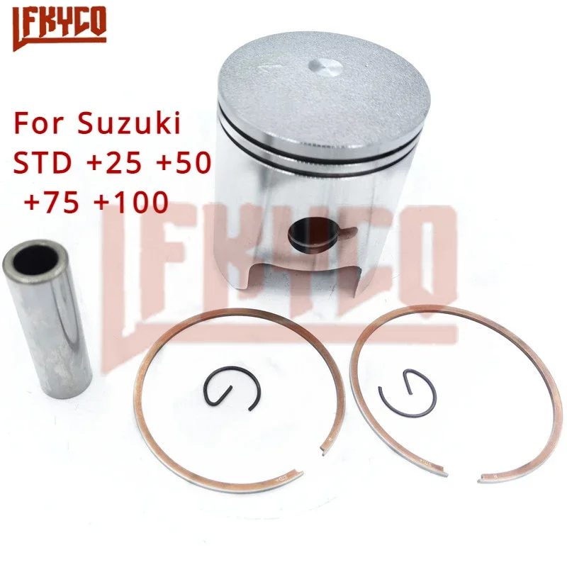 Część silnika motocyklowego STD +25 +75 +50 +100 56MM 56.25MM 56.5MM 57MM Zestaw pierścieni tłokowych 14mm do Suzuki TS125 125cc TS 125